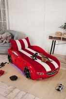 Кровать-машина с матрасом Royal Willy красный
