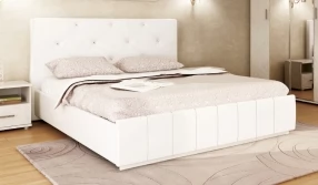 Кровать Лина с подъёмным механизмом Экокожа, 180х200 (Белая)
