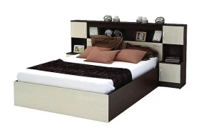 Кровать Бася с закроватным модулем КР 552 ЛДСП, 160х200, Дуб крафт серый, Дуб крафт белый, 2352