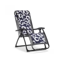 Кресло-шезлонг раскладное, синий (круги, мягкий подголовник, текстиль) maх 100 кг B-11M/С